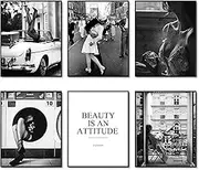 HoozGee Black and White Posters Vintage Fashion Decor Set of 6 Retro Wall Art Prints Perfume Woman Art Poster Pictures for Living Room Office (8"x10" UNFRAMED)