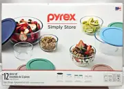 Pyrex Simply Store® 12 Pieces Lidded Round Storage Set - NEW