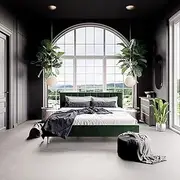 Bed Frame Upholstered Velvet Cushioned Headboard Mattress (Dark Forest Green, King)