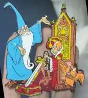PIN SWORD IN THE STONE ARTHUR PENDRAGON MERLIN ARCHIMEDES 3" JUMBO FANTASY
