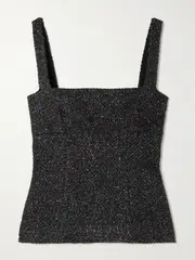 [Emilia Wickstead] Emilia Wickstead - Trixie Metallic Tweed Top - Black - UK 16 UK 16 Black
