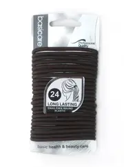 Basicare Elastic Brown Hair Bands 24pcs 4mm