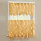 Sheer Voile Vertical Ruffle Window Kitchen Curtain Tiers or Valance Camel