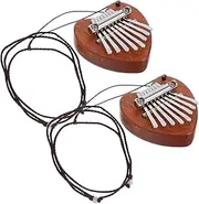 FRCOLOR 2pcs Thumb Piano Portable Tone Mini Kalimba Pendant for Beginners Music Lovers Stylish Heart Shaped Design Travel Friendly Musical Accessory for Outdoor Adventures