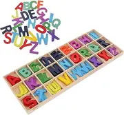 ZUNOXAZ 1 Set Wooden Alphabet Blocks Set for Kids with Storage Tray Education Toys Education Kids Plaything Interactive Toy Reusable Learning Toy