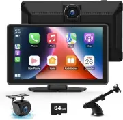 Apple Carplay & Android Auto 9" HD Screen 4K Dash Cam GPS Rear Cam Fits All Cars