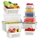 6 Pcs Large Fruit Containers For Fridge, Airtight Food Storage Containers wit...