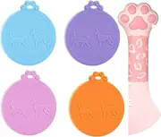 Pack of 5 Universal Silicone Can Lids + 1 Ladle for Dogs & Cat Food - Lid for Can Food, Reusable, Dishwasher Safe, Pet Food Can Lid Made of Durable Silicone