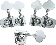 Guyker Bass Machine Head (3R + 2L) - 1:21 Ratio Gear Open Frame Tuners Tuning Key Pegs Replacement for Electric Jazz Guitar Bass or Precision Instruments, Chrome