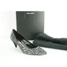 Saint Laurent Charlotte 55MM Black Glitter Pointy Toe Pump SZ 36.5 NIB $795 YSL