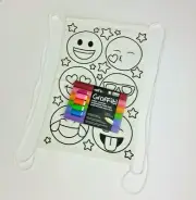 Graffiti Fabric Markers Set With Emoji Canvas Backpack And 6 Markers