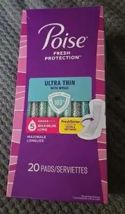 Pose Fresh Protection Ultra Thin W/ Wings 20 Pads #5 New In Box