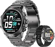Smartwatch for Men 1.43'' AMOLED Full Touchscreen with Phone Call Fitness Tracker Step Calorie Counter Blood Pressure Heart Rate Monitor Sleep Monitoring for Android and iOS (Black)
