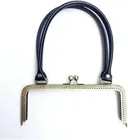 [KONGKNUANK] Metal Purse Frames，Bag Making Supplies 2Pcs 24cm Handle Kiss Clasp Lock Antique Bronze Tone for DIY Making Clutch Bag Handbag PU Accessory(Black)