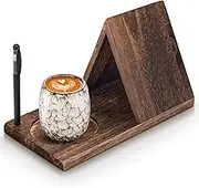 Yitexin Triangle Wood Book Rest with Cup Holder, Mini Wooden Book Holder Bookcase, Book Stand for Reading, Book Nook Reading Valet for Bedroom Nightstand Office Desk (Brown)