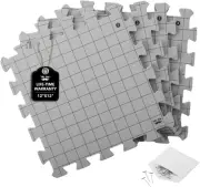 Interlocking Blocking Mats, 12”X12”, 4 Pack with 50 T-Pins for Knitting & Croche