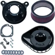 S&S Twin Cam Gloss Black Mini Teardrop Stealth Air Cleaner Kit (170-0442)