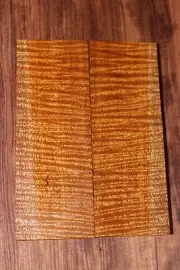 Curly / flame mahogany knife scale, gun grip. Insane tight figure 5.5 X 2 X 3/8"