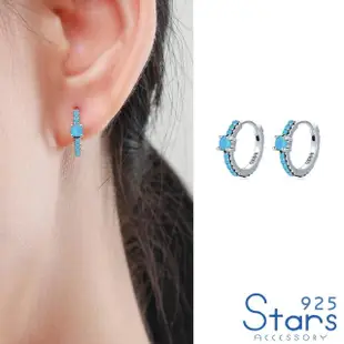 【925 STARS】純銀925經典復古綠松石造型耳扣(純銀925耳扣 綠松石耳扣)