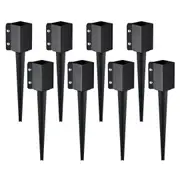 Fence Post Anchor Ground Spike 8 Pack 24 x 4 x 4 In Metal Fence Stakes