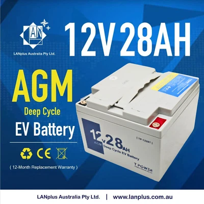Brand NEW 12V 28AH AGM Deep Cycle Rechargeable EV Battery 4WD Boat Solar SLA
