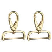 2Pcs Detachable Snap Hook Swivel Clasp 1 1/2" D Ring Lobster Claw Clasps Gold