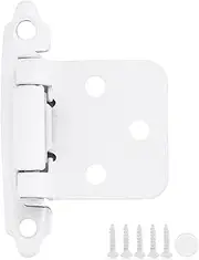 50 Pack 25 Pair White Cabinet Hinges - 1/2 inch Overlay Kitchen Cabinet Hinges, Semi-Concealed Hinges, Self Closing Cabinet Door Hinges with Door Bumper, White Face Mount Cabinet Hardware