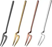 Amosfun 8pcs Set Portable Tableware Serving Utensils Cutlery Dinner Service Tableware Golden
