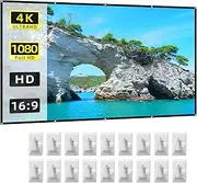 150 Inch Projector Screen 16:9 HD 4K Foldable Portable Sided Projection Anti-Crease Movie Screen Curtain with Hooks for Indoor Home Theater Office Meeting