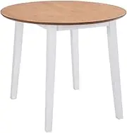 Drop-Leaf Dining Table, Round White MDF Kitchen Furniture Set - Extendable Table, Kitchen Table for Room, Dinner (75cm Height)