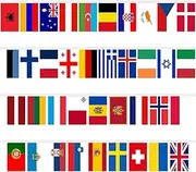 Eurovision Flags Bunting, Eurovision Party Decorations, European Flags Eurovision Song Contest UK 2025 Celebration Themed Fabric Bunting for Garden, Bar, Restaurant Party Decoration (38 National)