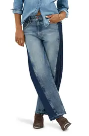 Lee Rider Low Slung Raw Hem Barrel Leg Jeans in Blissful Blue at Nordstrom, Size 28
