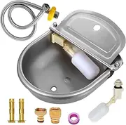 Cocoyeye Automatic Dog Water Bowl Dispenser, Stainless Steel Feeder Trough for Livestock Horse Cow, Farm Animal Waterer Dispenser with Drainage Hole