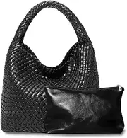 [Dyalsa] Woven Bag for Women, Vegan Leather Tote Bag Cute Clutch Bag Knotted Casual Dumpling Pouch Hobo Top Handbags