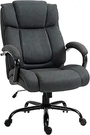 Vinsetto High Back Big and Tall Executive Office Chair 484lbs with Wide Seat, Computer Desk Chair with Linen Fabric, Adjustable Height, Swivel Wheels, Charcoal Grey