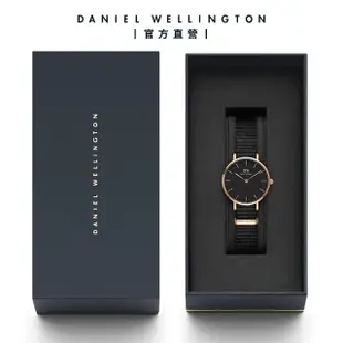 【Daniel Wellington】DW 手錶 Petite Cornwall 28mm寂靜黑織紋錶-玫瑰金框(DW00100247)