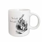 3dRose Alice in Wonderland White Rabbit. Im Late - John Tenniel illustration Mug