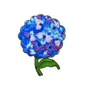 IRON ON PATCH APPLIQUE Blue Hydrangea 1-3/8" x 1-3/4" (3.49cm x 4.4cm)
