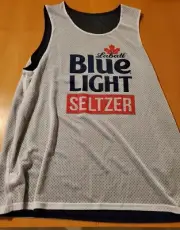 NEW LABATT BLUE Light Seltzer Reversible BASKETBALL JERSEY Men XL White Blue Top