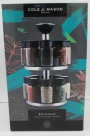Cole & Mason Brixham 16 Jar Round Stainless Steel Spice Rack
