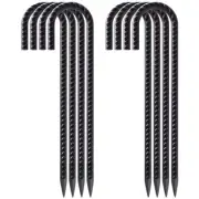 8 Pack 16 Inch Heavy Duty J Hook Rebar Stakes Ground Anchors for Garden Tent