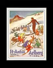 1930 St. Anton 1304m Arlberg Tyrol - Matted for 11x14 Frame