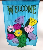 AVON Springtime Welcome Outdoor Flag 26" x 35 Appliqued Flowers New