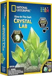 National Geographic Crystal Growing Kit for Kids - Educational Science Kits for Kids Age 8 with Green Glow in The Dark Crystals and Authentic Geode | STEM Gifts for 8 Year Old Boys and Girls