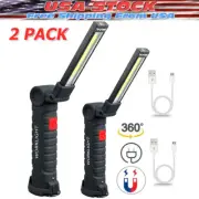 Rechargeable COB LED Slim Work Light Lamp Flashlight Inspect Folding Torch