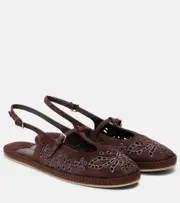 [Jimmy Choo] Jimmy Choo Amiee embroidered suede espadrilles AU 8.5 brown