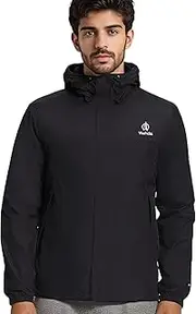 [VIAHDA] Mens Rain Jacket Waterproof with Hooded Hiking Coat Lightweight Windbreaker