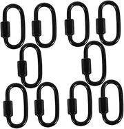 GANAZONO 10Pcs Oval Locking Carabiner Clips Durable Stainless Steel Quick Links for Camping Hiking and Outdoor Activities Heavy Duty Rope Connectors Black