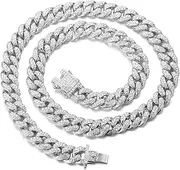 [Halukakah] Gold Chains for Boys - TYCOON JUNIOR - Kid's 14MM Diamond Cuban Link Chain,18k Real Gold/Platinum White Gold Plated Necklace Bracelet,Prong Set Lab Diamonds,Fits Ages 8-16 Y/O. Comes with Giftbox