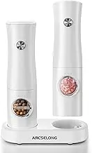 Arcselong Electric Salt And Pepper Grinder Set With Type-C Rechargeable Base, No Battery Needed, Adjustable Coarseness Electronic Spice Mill Shakers Salt And Pepper Shakers Refillable